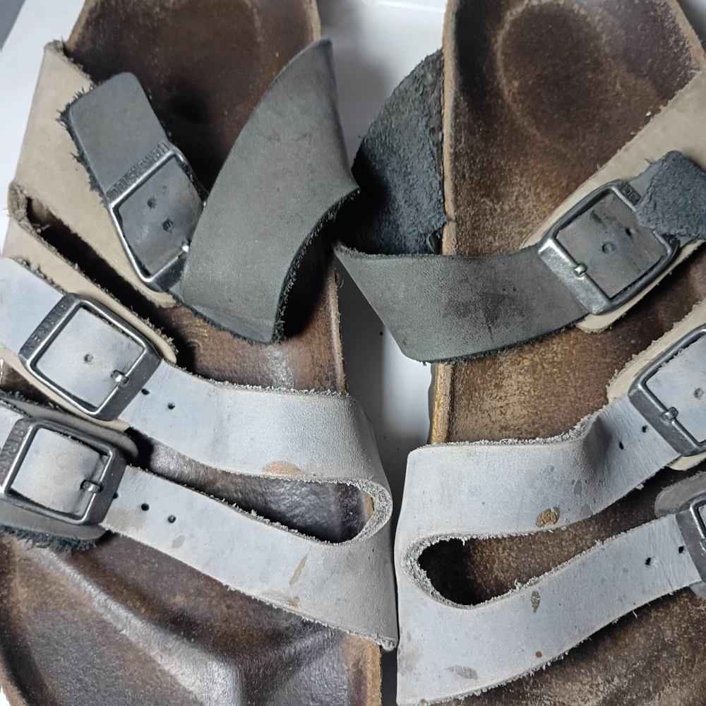 Gray and Black Buckle Sandals - Picture 2 of 11